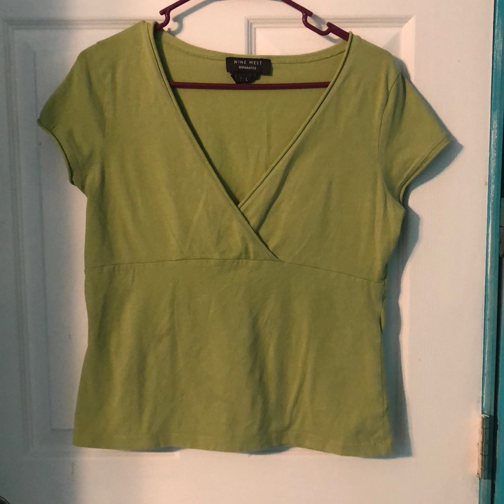 Women Top Nine West size L Orange n Green